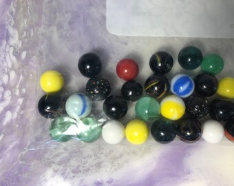 希少なビー玉の詰め合わせ - ヴィンテージスタイルのガラスビー玉30個