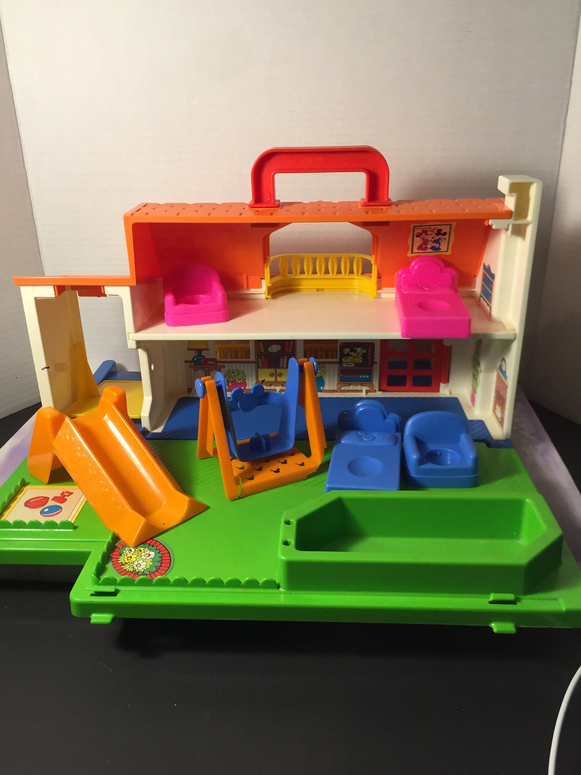 Vintage Mickey Town Disney Playset House W/ Accessories Mattel Etsy