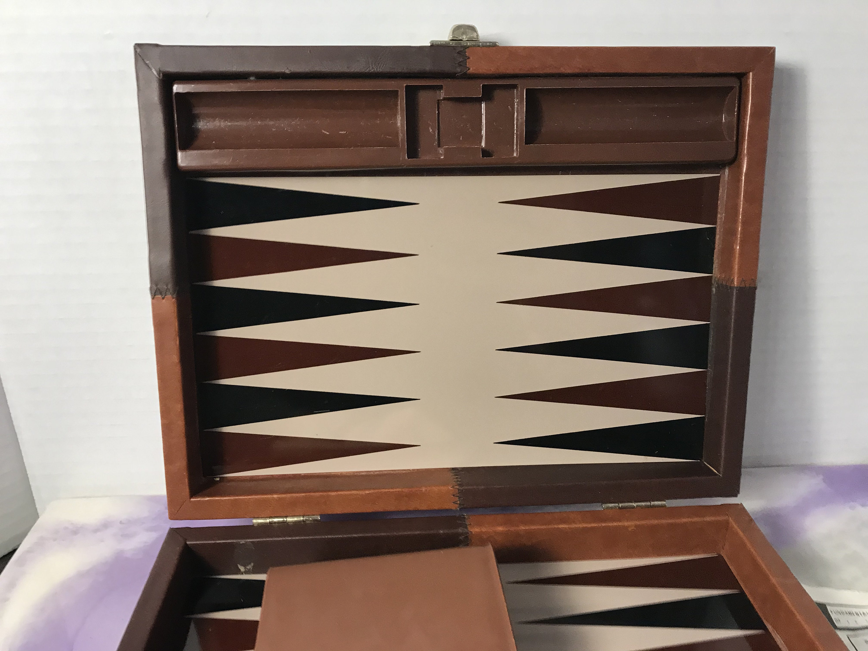 Vintage Travel Backgammon Board Game Set Brown Faux Etsy