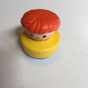 Vintage 1990s Fisher Price Little People Chubby Figure - Boy with Red Hair Yellow Shirt, 90&#39;s Little People Vehicle!