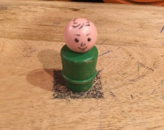 Vintage 1960er 70er Jahre Gebraucht Fischer Preis Little People Green Body Figur - Vintage Little People Schulfamilie Spielset Figur Lot 2