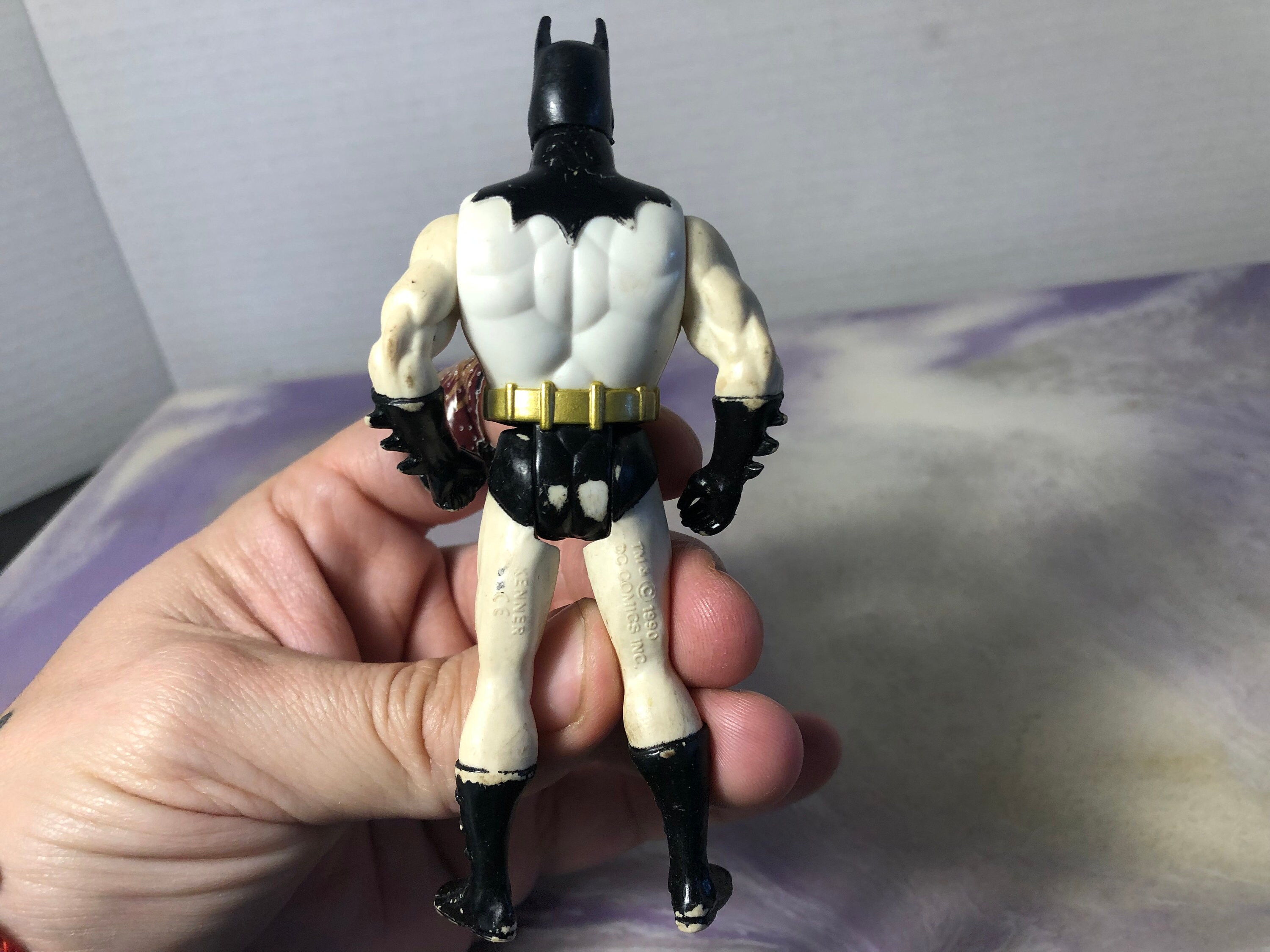 Vintage 1990 Kenner Batman Figure White and Black Outfit Batman 