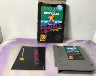 Vintage PINBALL  -  NES Nintendo 100% Authentic Game Cart with Box and Instructions  - Rare Fun Vintage Game Nintendo 80s