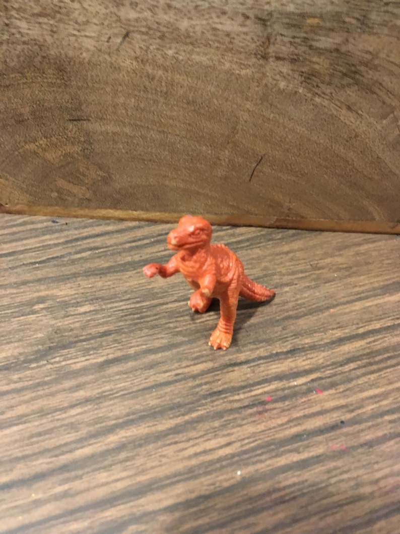 Vintage Dinosaur Toy Orange Rubber Mini Trex Tyrannosaurus Etsy