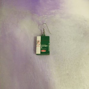 Vintage 1980&#39;s - Cigarette Pack Themed Earring - Vintage 80&#39;s Costume Bling - Fun 1980&#39;s Nostalgia