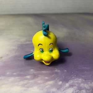 Vintage The Little Mermaid Figure PVC FLOUNDER Cake Topper - Rare Vintage Little Mermaid Cake Topper