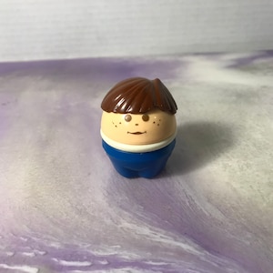 Vintage 1990s Little Tikes Chubby Figure - Boy Brown Hair Blue Outfit , 90&#39;s Little Tykes Vintage