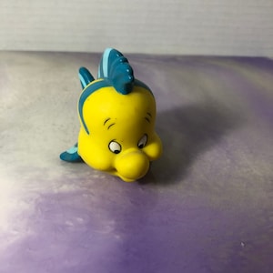 Vintage Disney The Little Mermaid Large FLOUNDER Figure Cake Topper Rare Vintage Toy! Fun Vintage Toy!