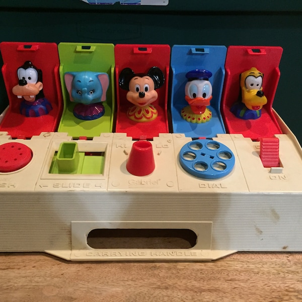 Vintage 1975 Gabriel Industries Pop-Up Toy Disney Mickey Mouse Pluto Donald Duck - Rare Vintage Disney Themed Kids Toy