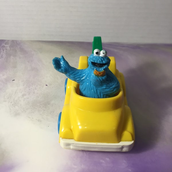 Vintage Sesame Street Illco Toys Cookie Monster in Tow Truck Figure Cake Topper Rare Vintage Toy! Sesame Street figure!