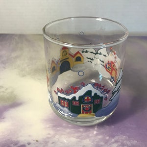 Vintage Christmas Village GlassWare Drinkware Holiday Glass Like New - Rocks Glass - Super Cute