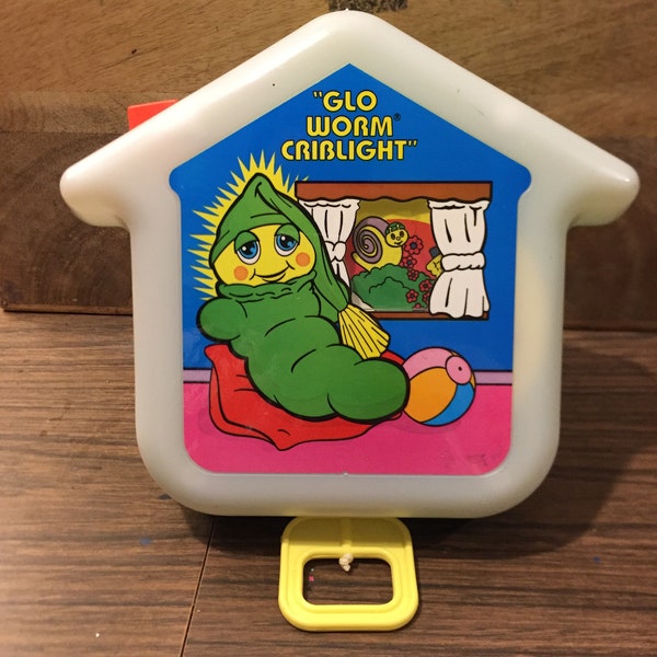 Vintage Playskool/ Hasbro GloWorm 1985 Vintage Glow Worm Musical Crib Light  - 1980s Nostalgia / Plush Stuffed Animal Light Up