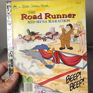 Vintage Little Golden Book - The Road Runner - Mid Mesa Marathon - Hardcover Children&#39;s Book - Rare Vintage