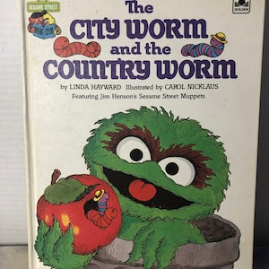 Vintage Kids The Sesame Street Book, &quot;The City Worm and the Country Worm&quot; 1980&#39;s Golden Book, Jim Henson&#39;s Muppets, Vintage Book