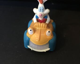 Vintage Who Framed Roger Rabbit Figure in Yellow Car Disneyland Vintage Collectible Toy