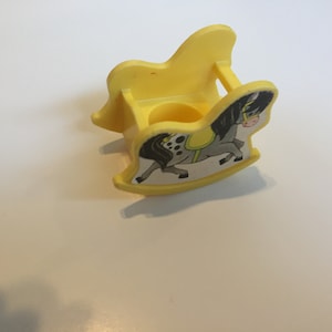 Vintage 1960's 70's Used Fisher Price Little People Light Yellow Baby Rocking Horse - Vintage Little People Family Accessory