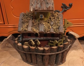Vintage Handmade Wooden Made in China Noah's Ark, Children's Noah's Ark Cute Item! Display Piece