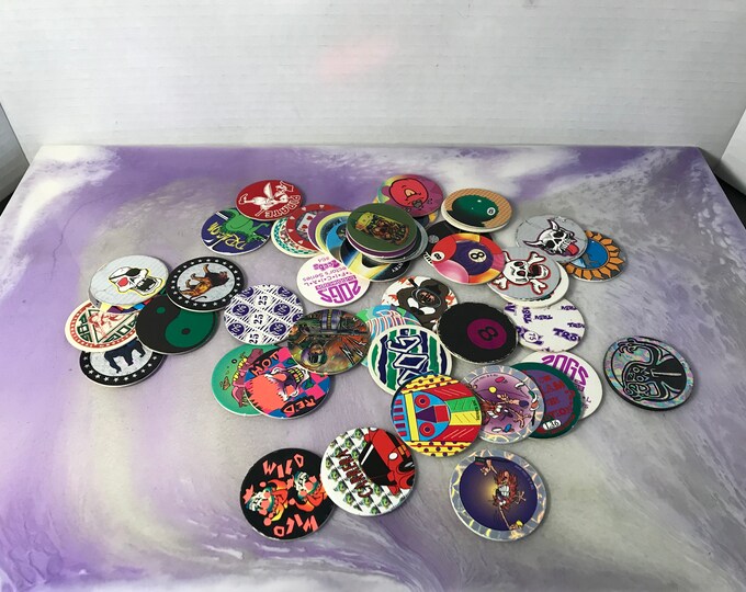 Lot of 50 Vintage Pogs With Slammers Vintage 90's Collectible Piece of