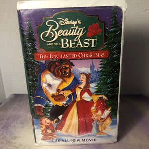 Vintage Beauty and the Beast - An Enchanted Christmas Vhs Tape 1980's Animated Walt Disney Home Video Clamshell - Disney Nostalgia