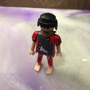 Vintage Playmobil Figure- Rare Vintage Playmobil  Pirate Playset - Pirate Black Hair Red  Outfit Rare Vintage Playmobil