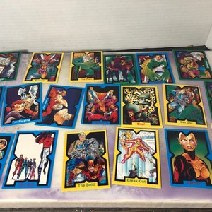 Zestaw kart kolekcjonerskich Marvel Comics X-Force z lat 90. - niesamowity stos kart kolekcjonerskich - fajna nostalgia lat 90.
