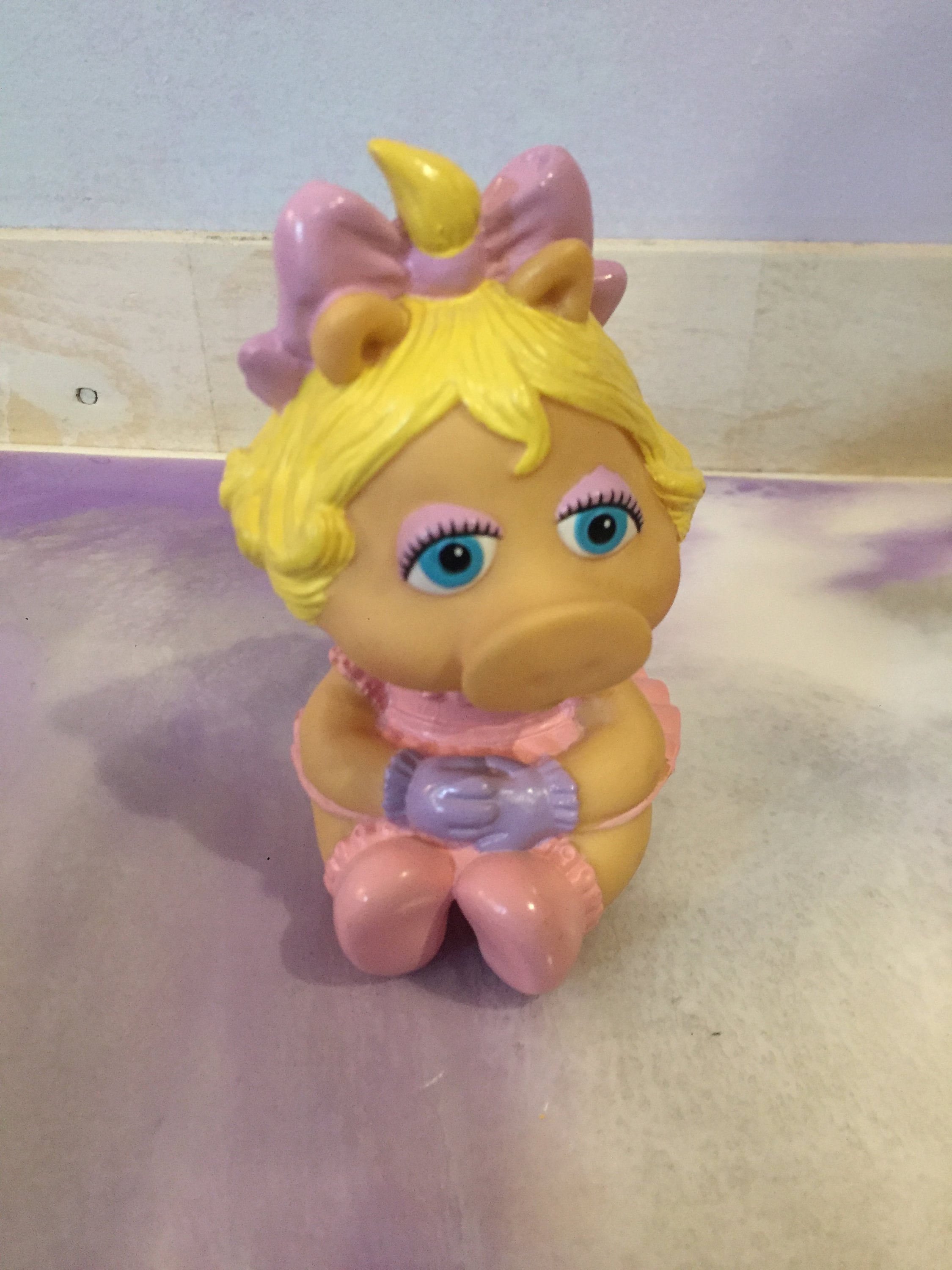 Vintage Miss Piggy Muppet Baby (Babies) Rubber Toy Figure Hasbro 1984