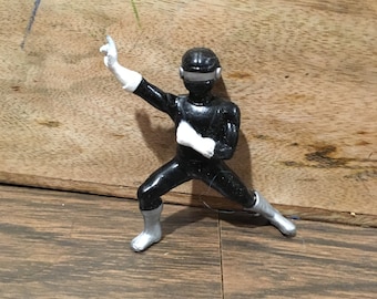Vintage Knock Off PVC MMPR Black Ranger Made in China Figure / Cake Topper - Rare Vintage 90's Power Rangers Toy Figure Lot 2
