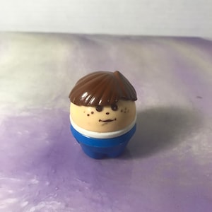 Vintage 1990s Little Tikes Chubby Figure - Boy Brown Hair Blue Outfit , 90&#39;s Little Tykes Vintage