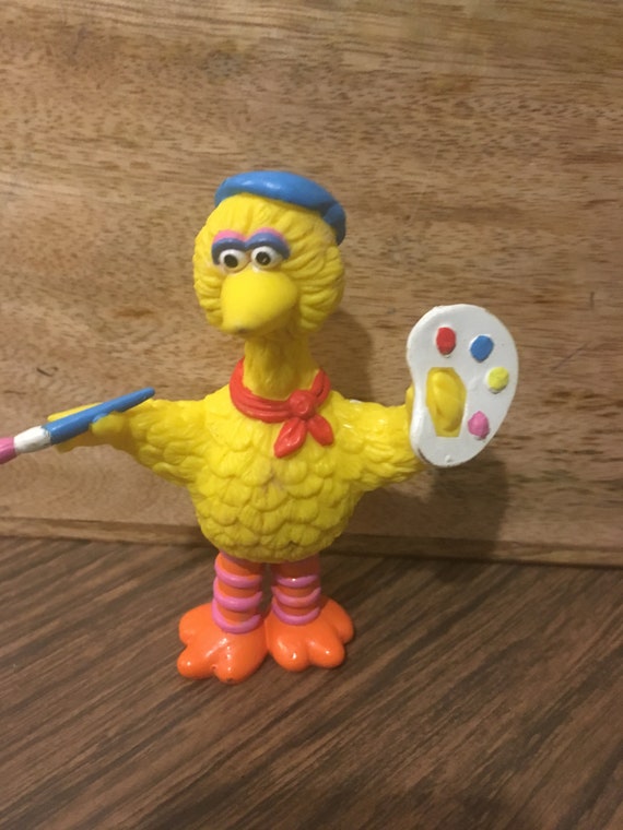 Sesame Street figure! Vintage Applause Sesame Street Big Bird Safari with Turtle Figure PVC Big Bird Cake Topper Rare Vintage Toy