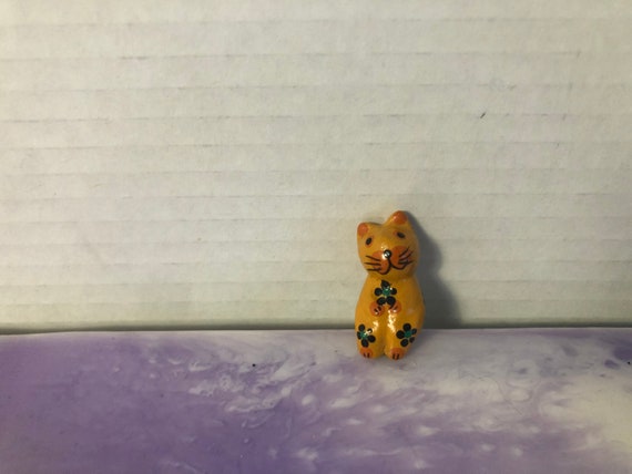 Vintage Mini Wooden Orange Cat / Kitten Figurine 2 inch Mini | Etsy