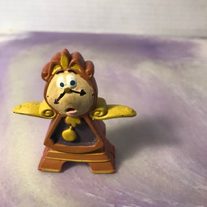 Vintage Disney&#39;s Beauty and the Beast PVC Figure - Bendable COGSWORTH - Rare PVC Cake Topper Figure - 90s