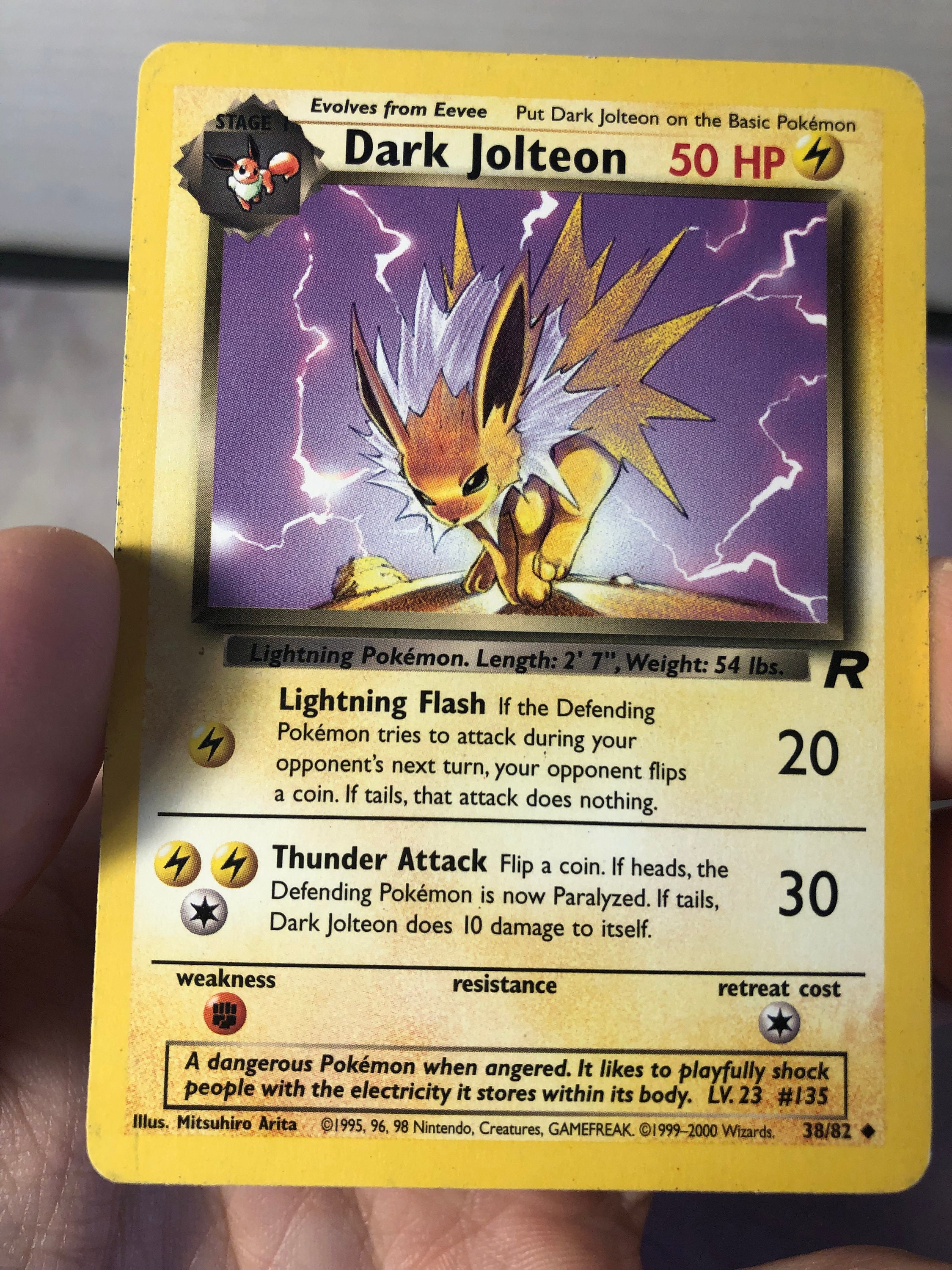 Vintage Pokemon Trading Card Game 1999 Dark Jolteon 38/82 | Team Rocket Returns | Rare NON-HOLO |pokemon WOTC - Used Played With - Etsy Vintage Pokemon Trading Card Game 1999 Dark Jolteon 38/82 | Team Rocket Returns | Rare NON-HOLO |pokemon WOTC - Used Played With - Etsy