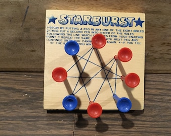 Vintage Cardinal Industries 1980's STARBURST Peg Board Game! Fun Wooden Brain Teaser Game