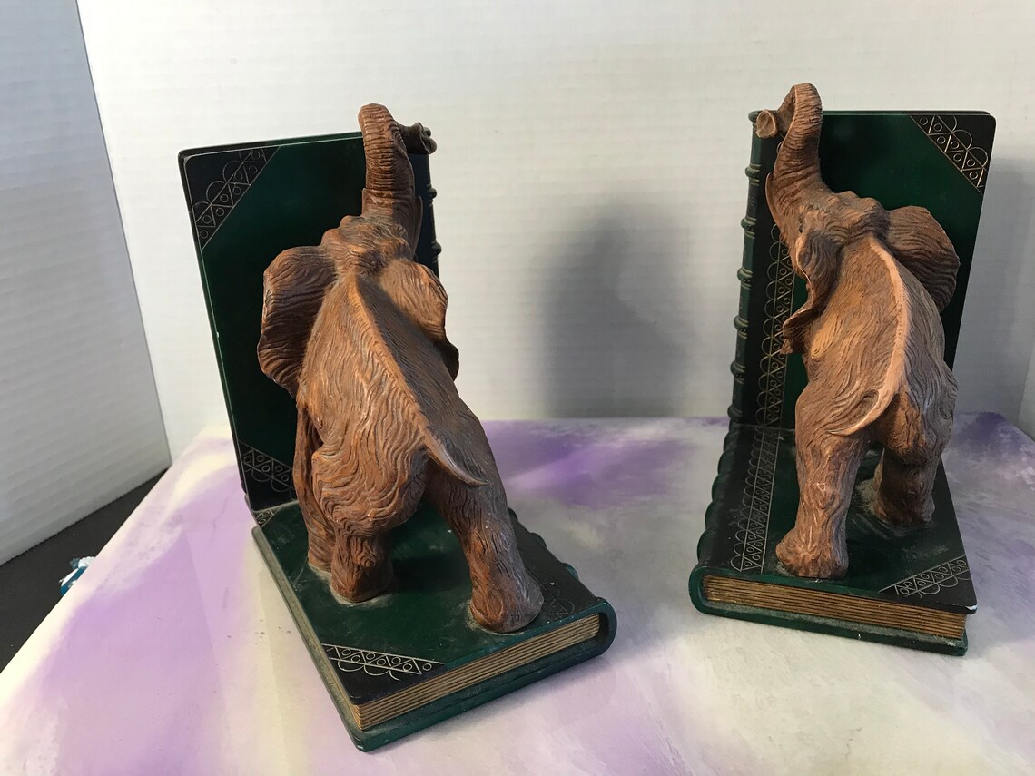 Vintage Elephant Ceramic Bookends Super Cool Cute Elephant Etsy
