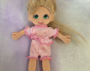 Boneca dobrável vintage com cabelo, figura de ação, brinquedo dobrável - brinquedo raro com tema de boneca dos anos 90