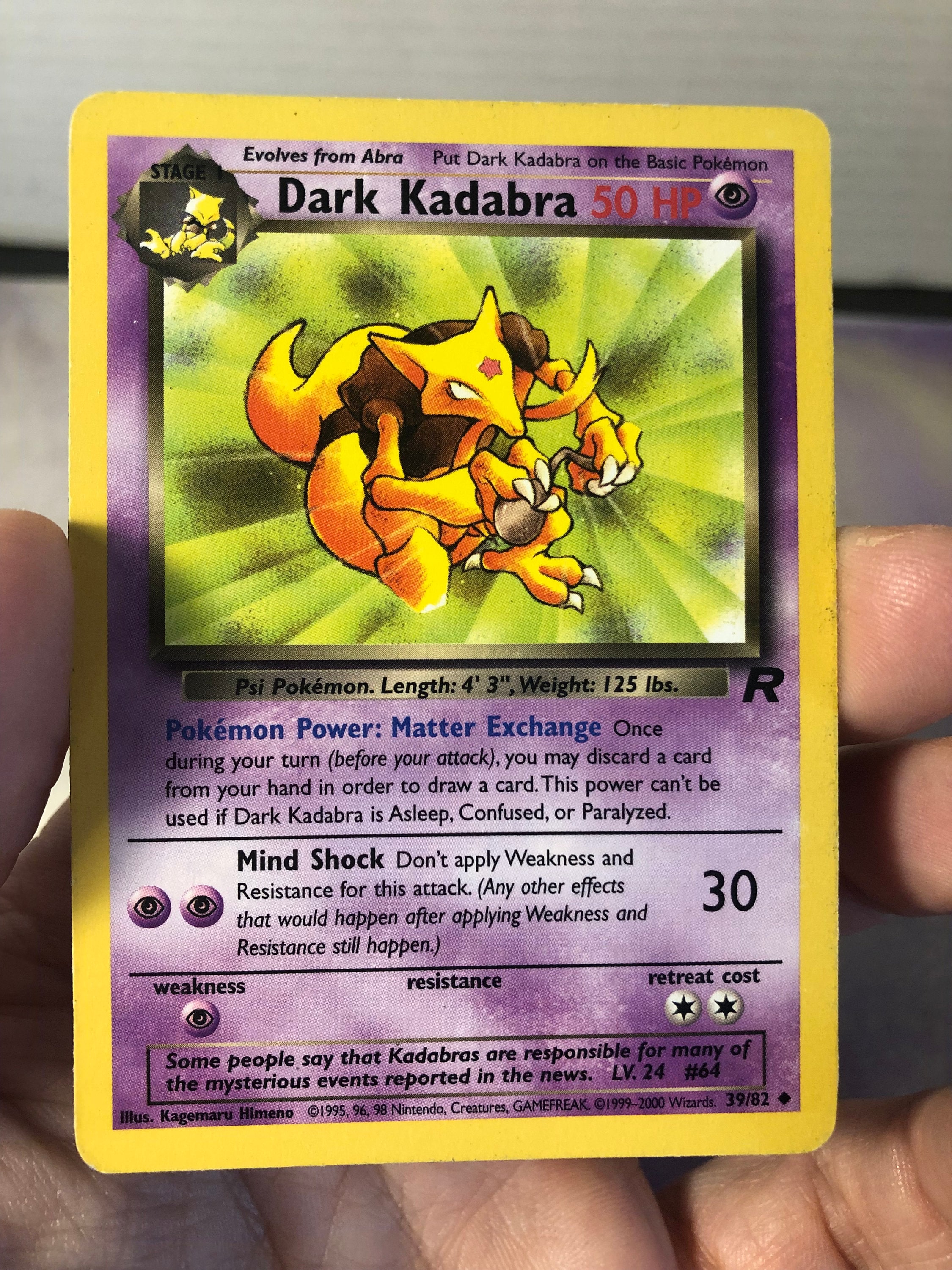 Vintage Pokemon Trading Card Game 1999 Dark Kadabra 39/82 | Team