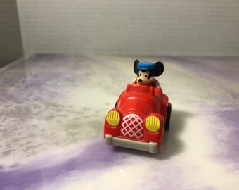 Vintage 1980s Disney Mickey Pull Back Action Toy Car Rare Fun Collectible Toy, Disney Mickey Mouse Nostalgia