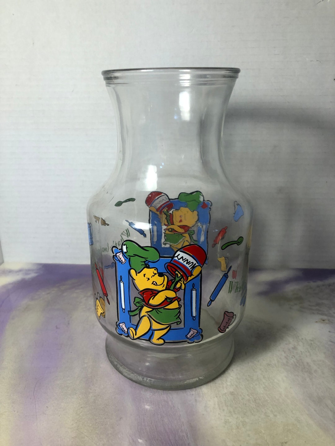 Disney Anchor Hocking Winnie the Pooh Clear Pitcher! "whats Cooking ...