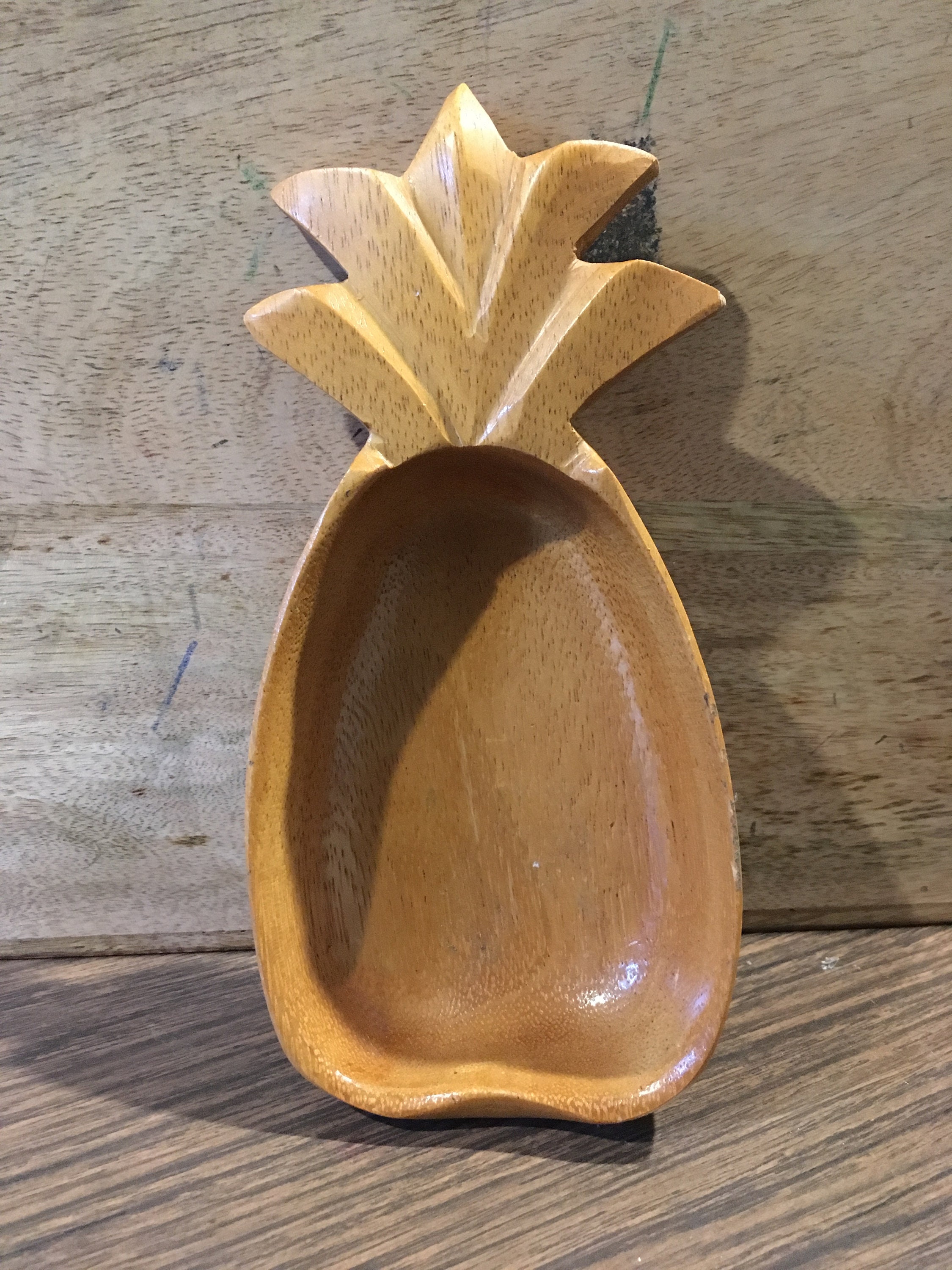 Vintage Wooden Pineapple Serving Dish Rare Vintage Wooden Etsy