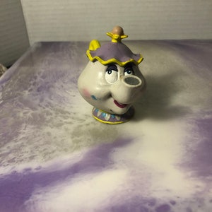 Vintage Disney&#39;s Beauty and the Beast PVC Figure - Bendable Mrs Potts - Rare PVC Cake Topper Figure - 90s