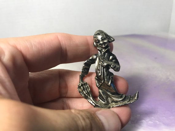 ピエロ　置物　pewter ヴィンテージシルバー/ピューター製ピエロの置物 - フィギュア