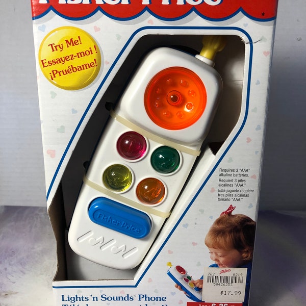 Vintage Fisher Price Light and Sounds Phone  NEW Play Telephone 1990's Fisher Price Nostalgia