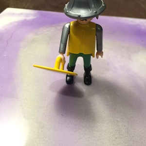 Vintage Playmobil 1990&#39;s Figure- Rare Vintage Playmobil  Castle Playset - Knight with Yellow Green Outfit Rare Vintage Playmobil
