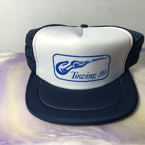 Vintage 80er Jahre Snap Back Mesh Hut - Blau und Weiß - Seltener Vintage 80er Jahre Hut