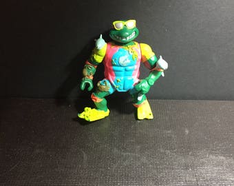 Vintage 1990 Disguised Turtles Mike the Sewer Surfer Michaelangelo Teenage Mutant Ninja Turtles Action Figure Toy TMNT Rare Figure