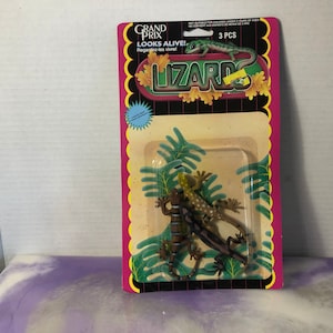 Vintage 1990&#39;s Grand Prix Toys Lizards PVC Lizards Figure 3 Pack - Brand New Unopened MOC -Cake Toppers
