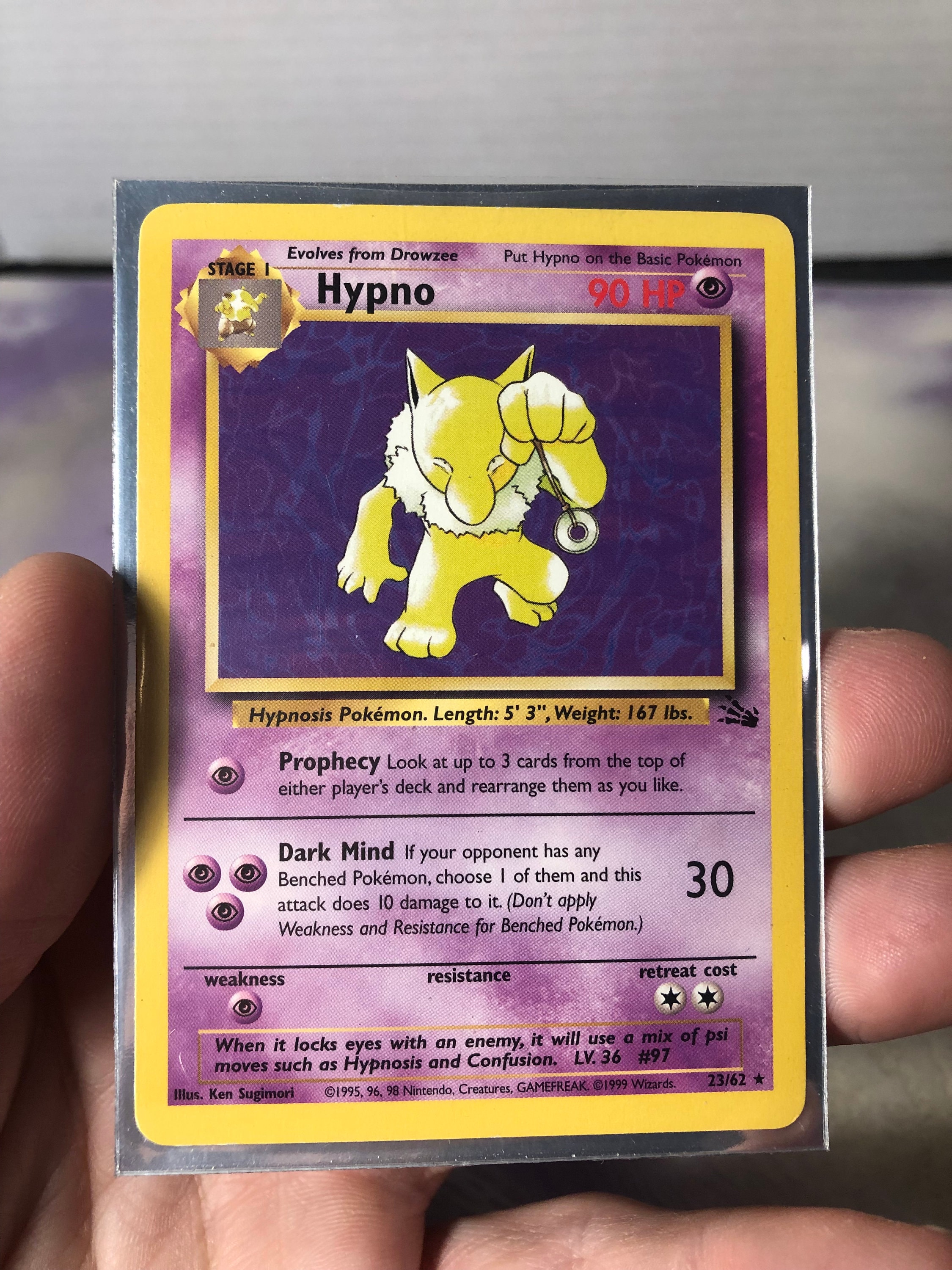 その他 L GEAR SOLID Trading Card #062 HIPPO Vintage Pokemon Trading Card Game 1999 Hypno 23/62 | Fossil Set
