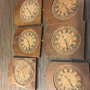 Vintage Wooden Clock Themed Coasters and Holder - Rare Vintage Wooden ...