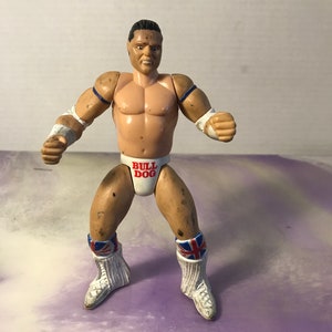 Vintage 90&#39;s WWE Loose - British Bulldog Davey Boy Smith Action Wrestling Figure Jakks Titan Tron Live