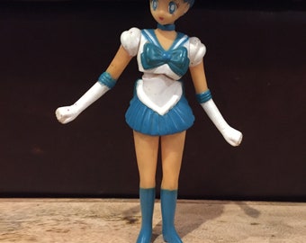 Vintage 1990's Sailor Mercury RARE Vinyl DOLL JAPAN Action Figure Moon Ami Amy Mizuno - Vintage Sailor Moon Nostalgia!